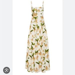 Agua Bendita Lima Jardin Floral Print Linen Maxi Dress Size M NWT